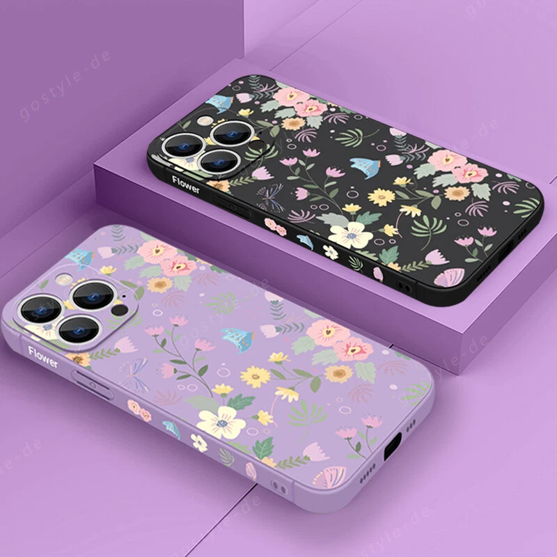 Phone Case For iPhone 16 15 Pro Max 14 13 12 11 8 XS Silicone Flowers Slim Cover Phone Case For iPhone 16 15 Pro Max 14 13 12 11 8 XS Silicone Flowers Slim Cover