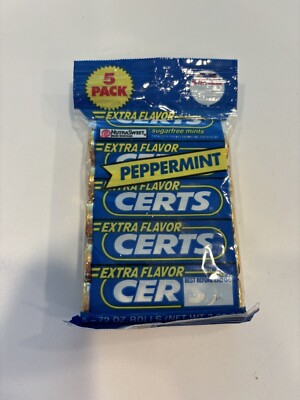1994 VINTAGE CERTS Sugar Free Extra Flavor  FOIL ROLL CANDY NEW SEALED 5pk