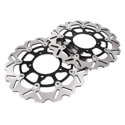 Floating Brake Disc Rotors Set - Black, Front & Rear For Suzuki GSXR 600/750 2006-07 & GSXR 1000 2005-08