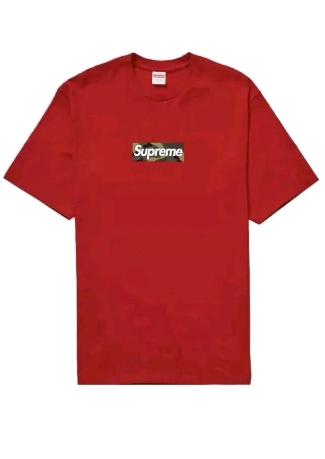 T shirt Supreme Box Logo Camouflage Rouge, Taille L Large, Bogo Tee FW23