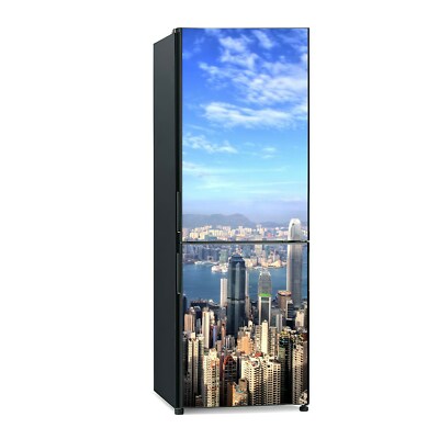 Kühlschrank Tür Aufkleber Klebefolie HongKong Skyline Stadt Stadtbild Fluss