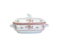 Spode GLOUCESTER RED, Ceramic Lidded Ironstone Serving Bowl, England 11.5”