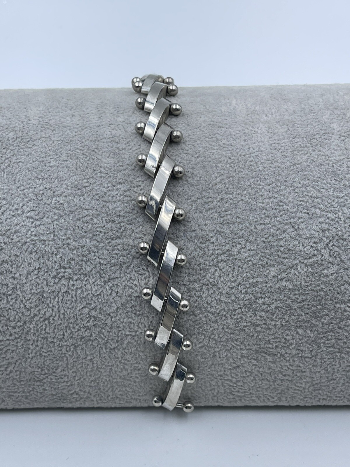 Vintage Solid Sterling Silver Bar  Link Heavy 7" … - image 2