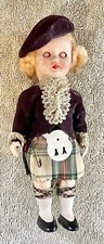 Vintage 1950  s Rogark Wales UK Celluloid Scottish Sleepy Eye Doll 6.5  