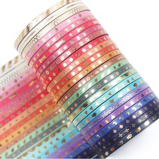 YUBBAEX Skinny Washi Tape Set Gold Foil Thin Decorative Masking Tapes 3MM Wide