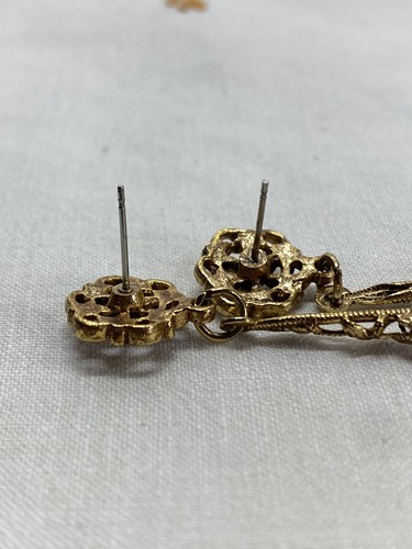 "Pendientes colgantes vintage en forma de cono de filigrana con cuentas colgantes de 4""" - Imagen 6 de 6