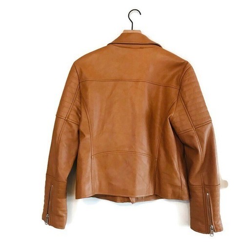 Giacca Moto 7 For All Mankind Marrone Ecopelle Asimmetrica Donna Taglia Large - Foto 5 di 11
