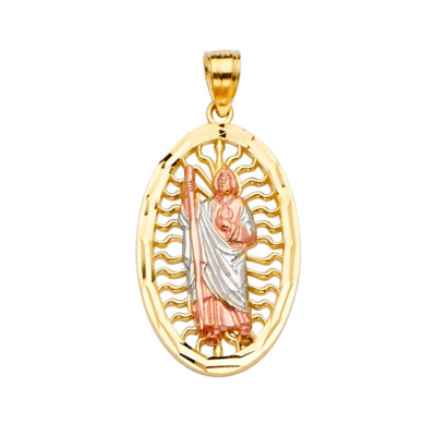 14K Tri Color San Judas Anhänger für Halskette oder Kette