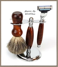 Shaving Razor Set Handmade Rare Snake Wood Art 356a