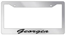 Chrome License Plate Frame CURSIVE Georgia Auto Accessory 1310
