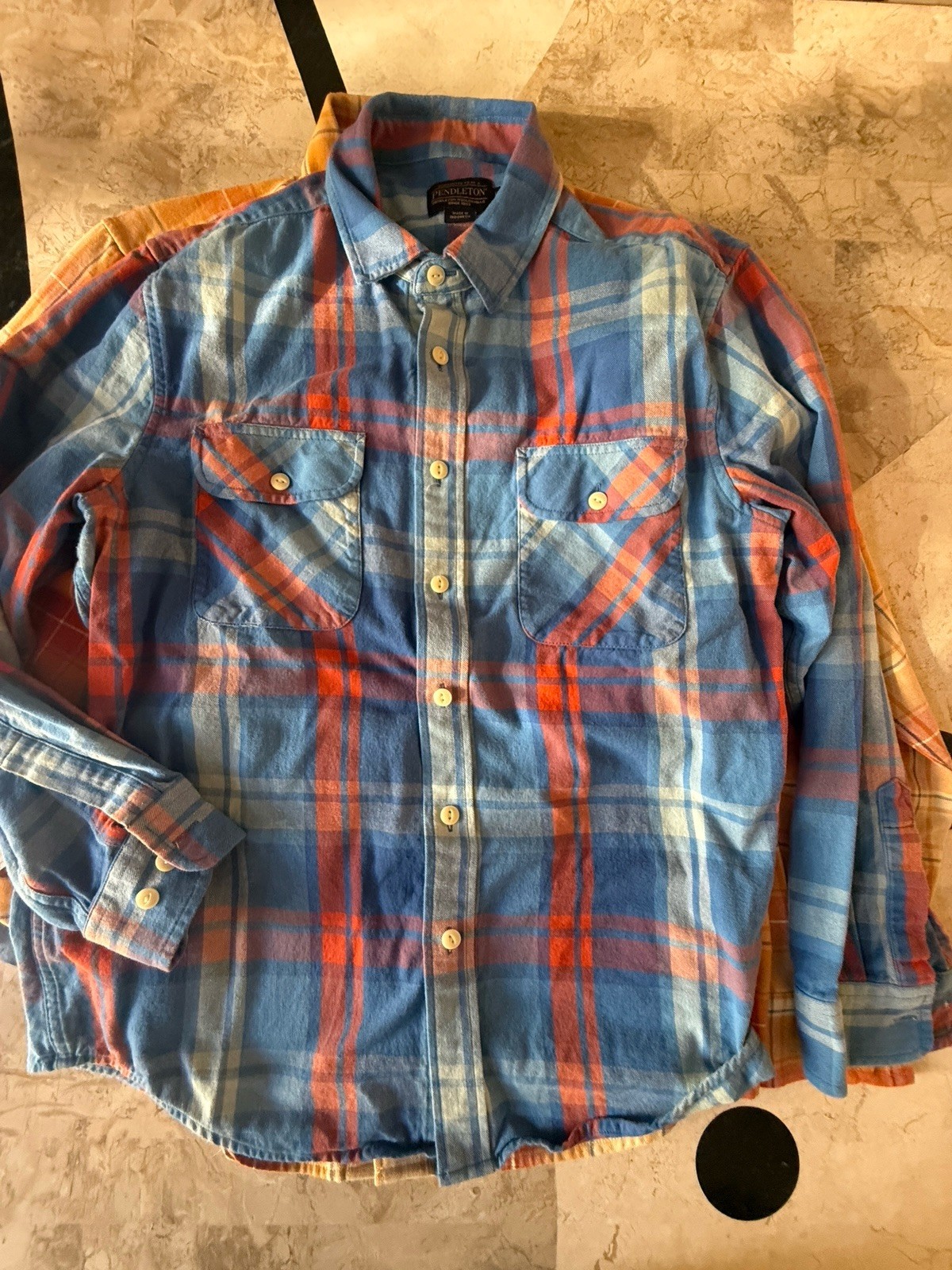 EUC 2 Pendleton 100% Cotton MULTICOLOR PLAID WORK… - image 7