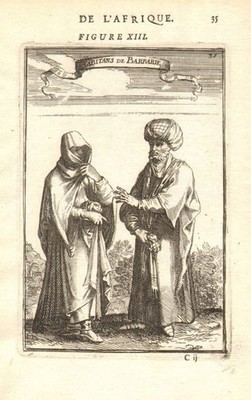 NORDAFRIKA KOSTÜM. Araber/Berber Mann & Frau im 17C Kleid. Barbary. MALLET 1683
