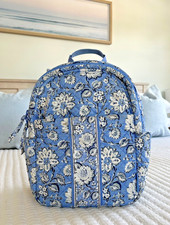 Vera Bradley Small Backpack "Sweet Garden Blue" Pattern.