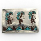 Southwest Signed Sterling Turquoise Red Coral Mens Belt Buckle Lot of 2 #S5387-3 — photo 2
