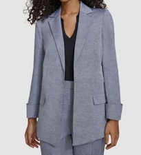 Calvin Klein Women's Blue Open-Front Padded-Shoulder Blazer Jacket Petite 6P