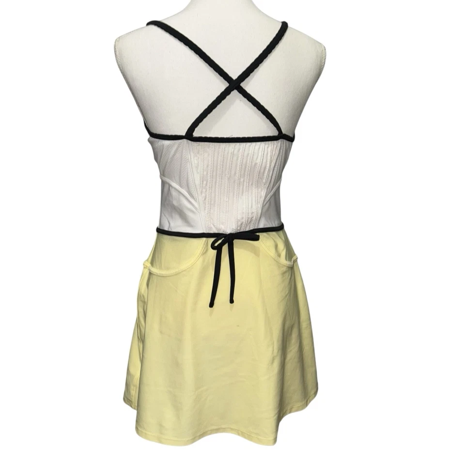 Vestido Tenis Nike Maria Sharapova Amarillo Blanco Correas de Espagueti MED Foto 4 de 4