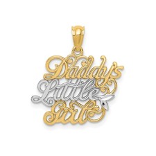 14k Two-Tone Gold Pendant Daddys Little Girl Script Charm for Women or Girls