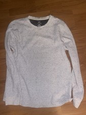 George White Speckled Waffle-Knit Crew Neck Men's Pullover Sweater Long Sleeve M