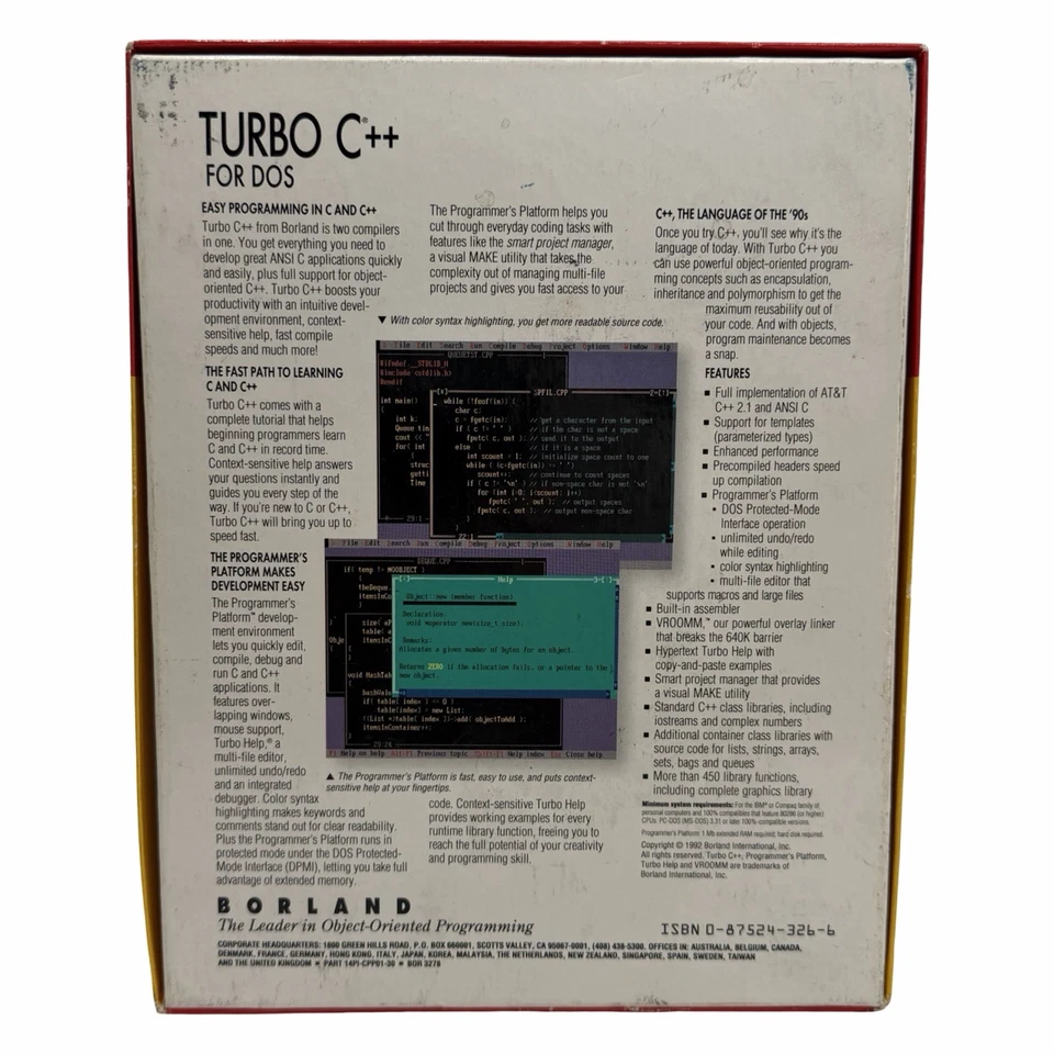 Borland Turbo C++ DOS 3.0 w/ 3.5” & 5.25" Software Disks Manual & Inserts - Image 3 of 4