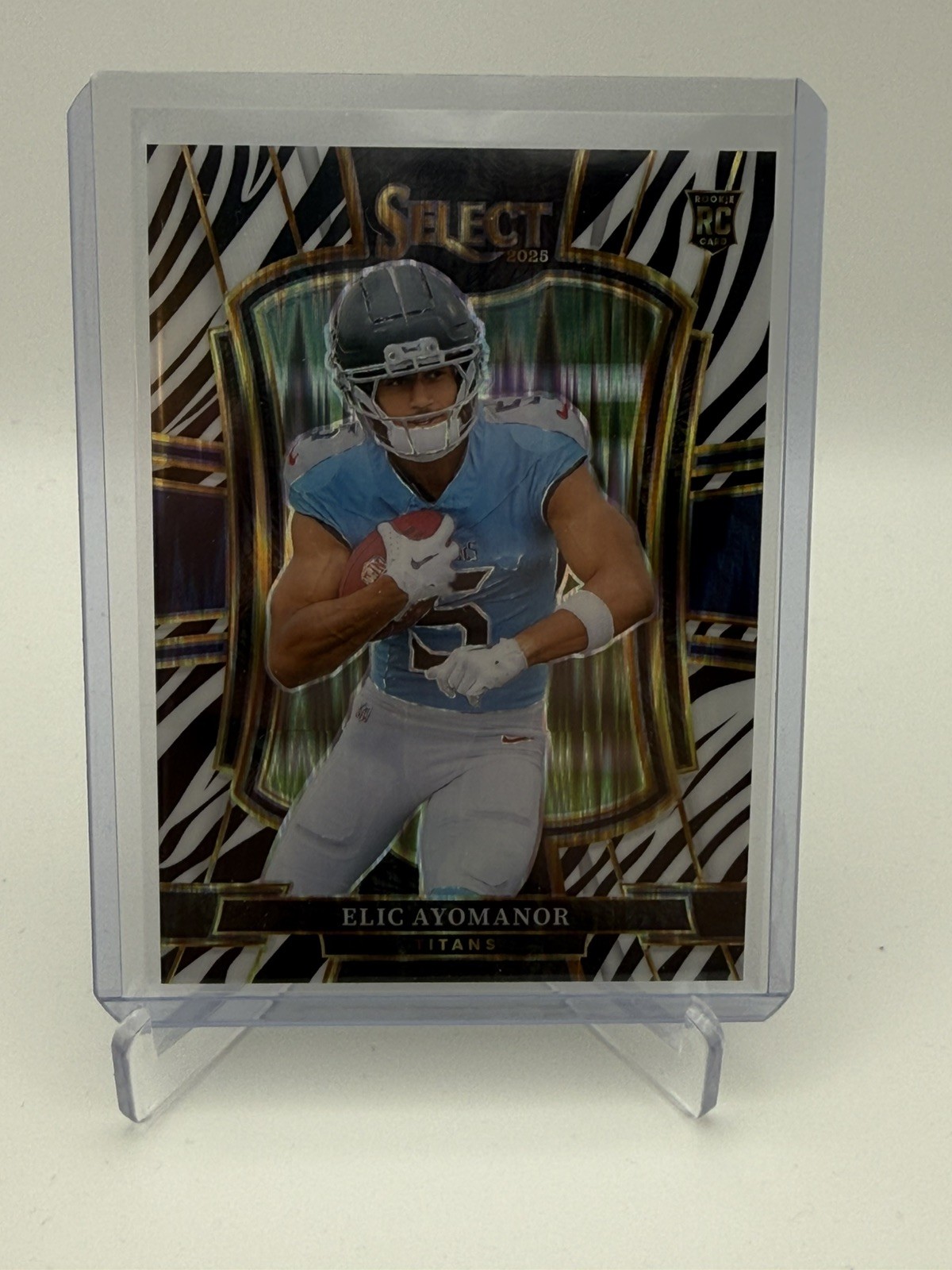 2025 Select Elic Ayomanor Zebra Shock Premier Level No. 127 Rookie RC Titans