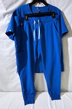 Figs Technical Collection 2 Piece Set Solid Royal Blue Joggers  Scrub Top XL