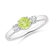 Round Peridot Gemstone Engagement Three-stone Ring Jewelry Sterling Silver
