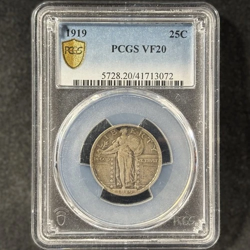1919 25c Standing Liberty Quarter Philadelphia Very Fine PCGS Secure VF 20