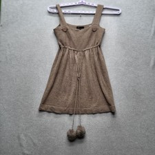 BCBGMAXAZRIA Women Dress L Bronze Sweater A-Line BC12960 Button Pom NWT