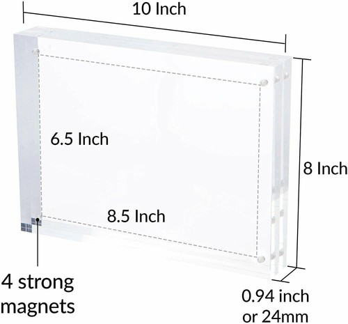 SimbaLux® Acrylic Magnetic Photo Frame 8” x 10” Free Standing with UV Protection - Picture 5 of 9
