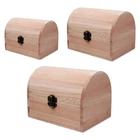 Unfinished Wood Box Treasure Chest Plain Keepsake Storage Container Unpainted