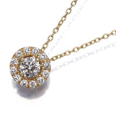 Auth FOREVERMARK Necklace Diamond The Centre of My Universe 18K YG