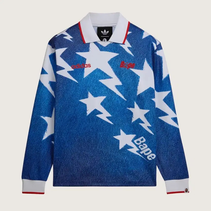 Adidas Bape Collaboration Long Sleeve T-Shirt - M Size, Blue Denim Look