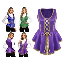 Women Tops Victorian Waistcoat Gothic Vest Lace up Costume Renaissance Corset