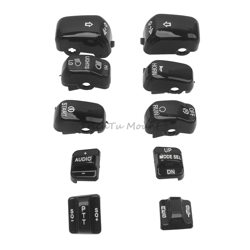 Black 10x Hand Control Switch Housing Button Cap for Harley Electra ...