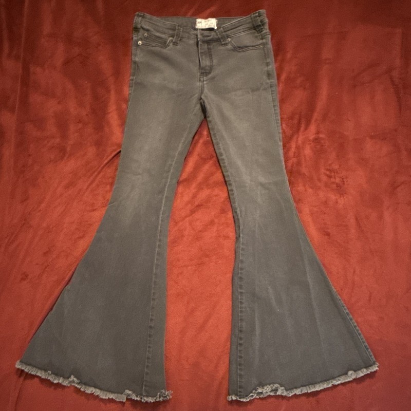 Free People FP Women's Charcoal Wash Gray Flared Jeans Mid Rise 5-Pocket