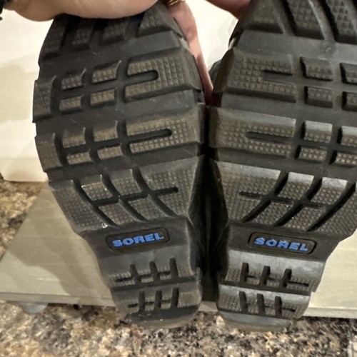 Sorel Black Blue Nylon Insulated Liners Snow Boots Youth Sz 5 Shoes MINT - Picture 7 of 8