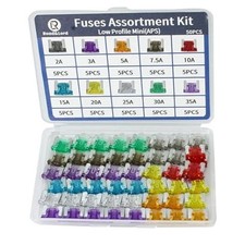 Car Blade Fuses Assortment Kit 50Pcs Low Profile Mini 2A/3A/5A/7.5A/10A/15A/