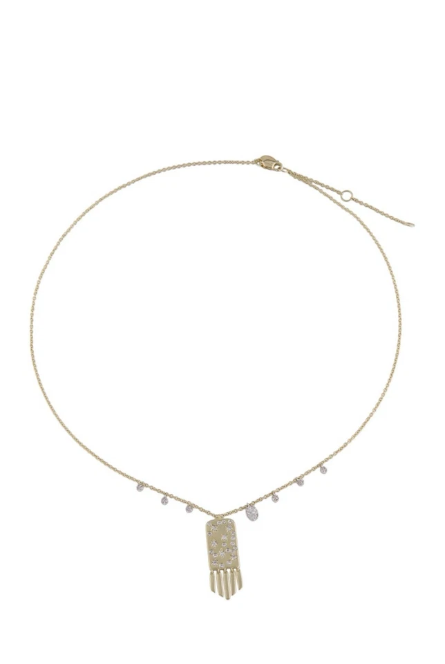 14K Yellow Gold Starburst and Fringe Necklace With Diamond Fine Jewelry Meira T - Image 2 of 4