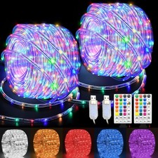 LED Rope Lights Indoor with USB Powered, 66Ft 33Ft X 2 Pack 200 LED String ...