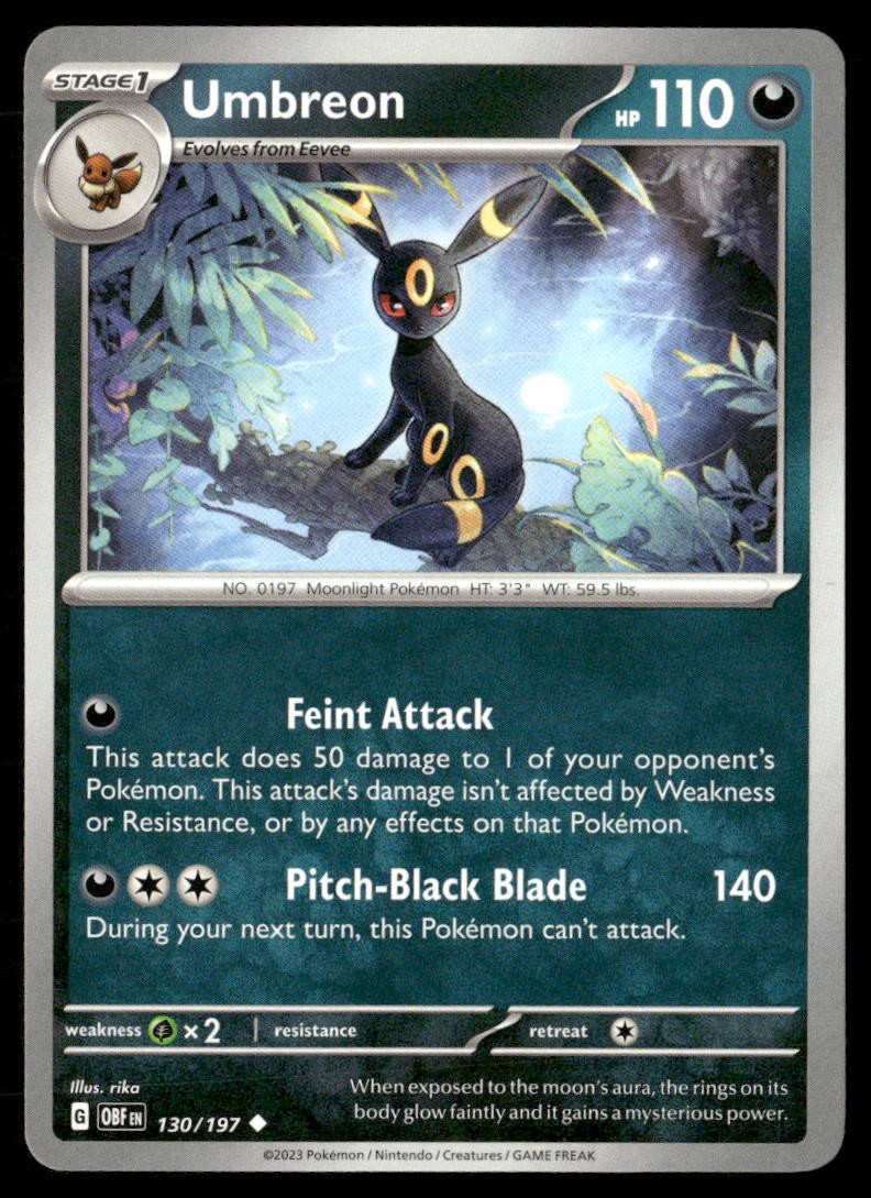 Umbreon Obsidian Flames 130/197 Uncommon Pokemon Near Mint
