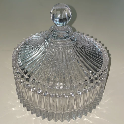 Mikasa Diamond Fire Glass Covered Canister Candy Dish