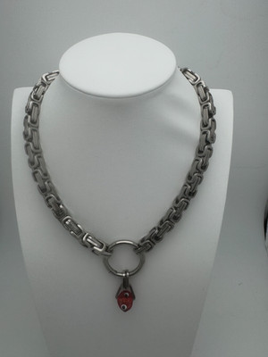 Perfume Studio Classic Necklace Red Glass Bead Silver Steel 18 in