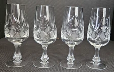 4 RARE Vintage Neman Crystal Handmade Cut Crystal Champagne Flutes. FREESHIPPING