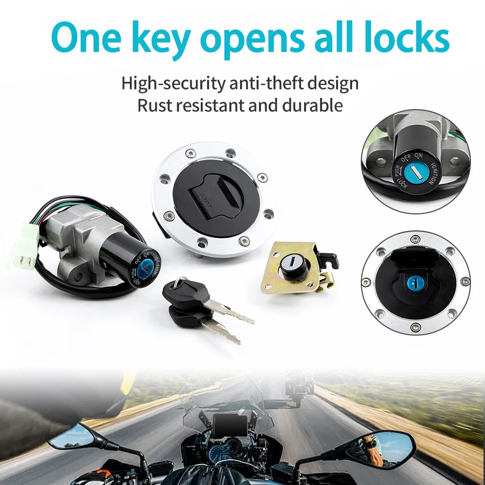 Ignition Switch Lock Fit For GSX750 GSF400 GSF250 GSX400 GSX600 Fuel Gas Cap Set Foto 3 de 4