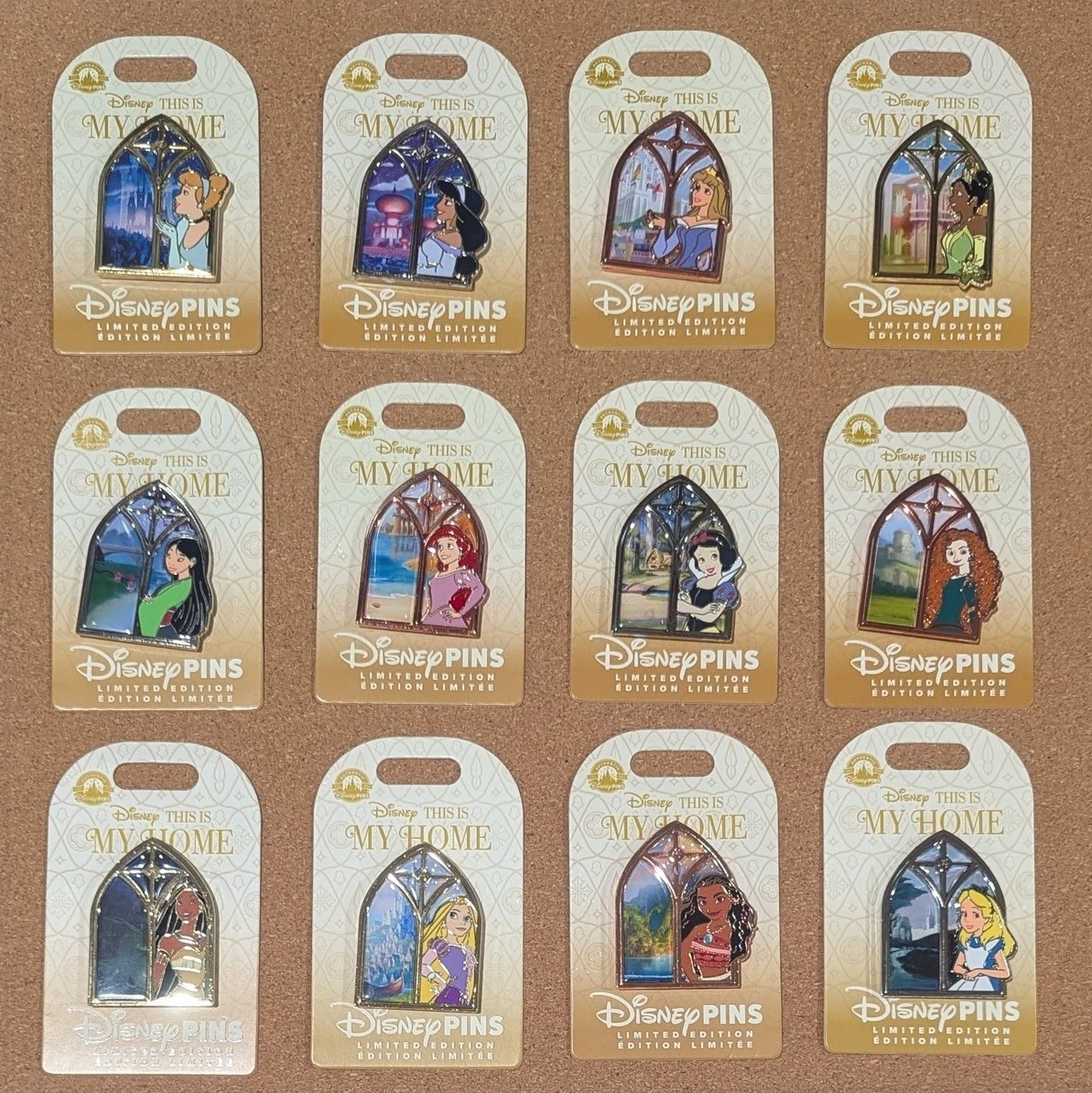 This Is My Home 12 Pin Set 2024 Disney Aurora Ariel Rapunzel Snow White LE 2500