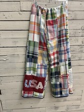Patchwork Upcycle Pants W/USA Patch BoHo Hippie Festival Sz M/L NICE
