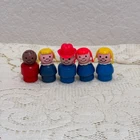 Vintage Fisher Price Little People Wood Figures Lot of 5 Family School Playset