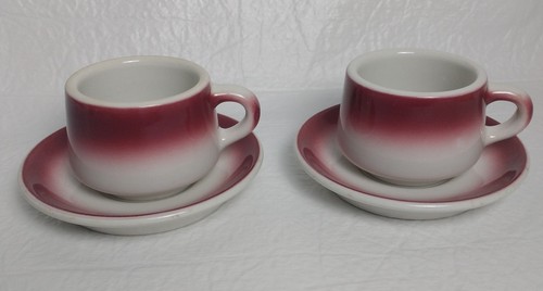 Mayer China Airbrush Restaurant Ware 2 Cups Saucers 1959 Beaver Falls PA 459 359