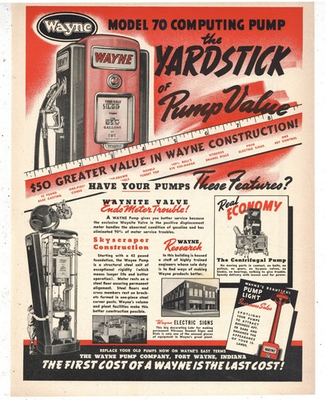 #ad 1940 Ads Famp;B of PG: Wayne Model 70 Gas Pump amp; Marathon OhiO Oil Co. Dealer Ad $21.84