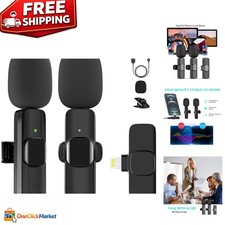 2-Pack Wireless Lavalier Microphone for iPhone   Noise Reduction; 100FT Range
